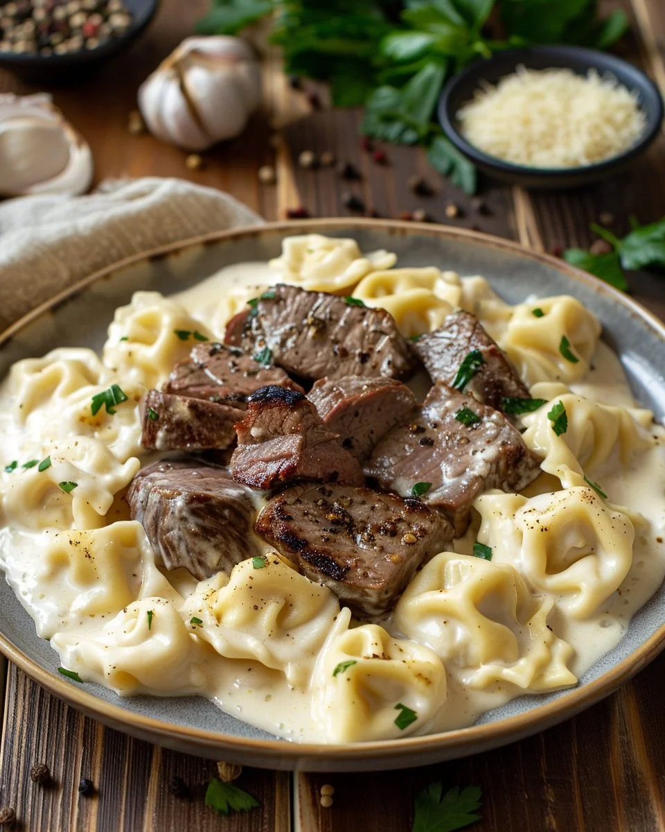 Cracked Garlic Steak Tortellini in Creamhouse Sauce Bliss