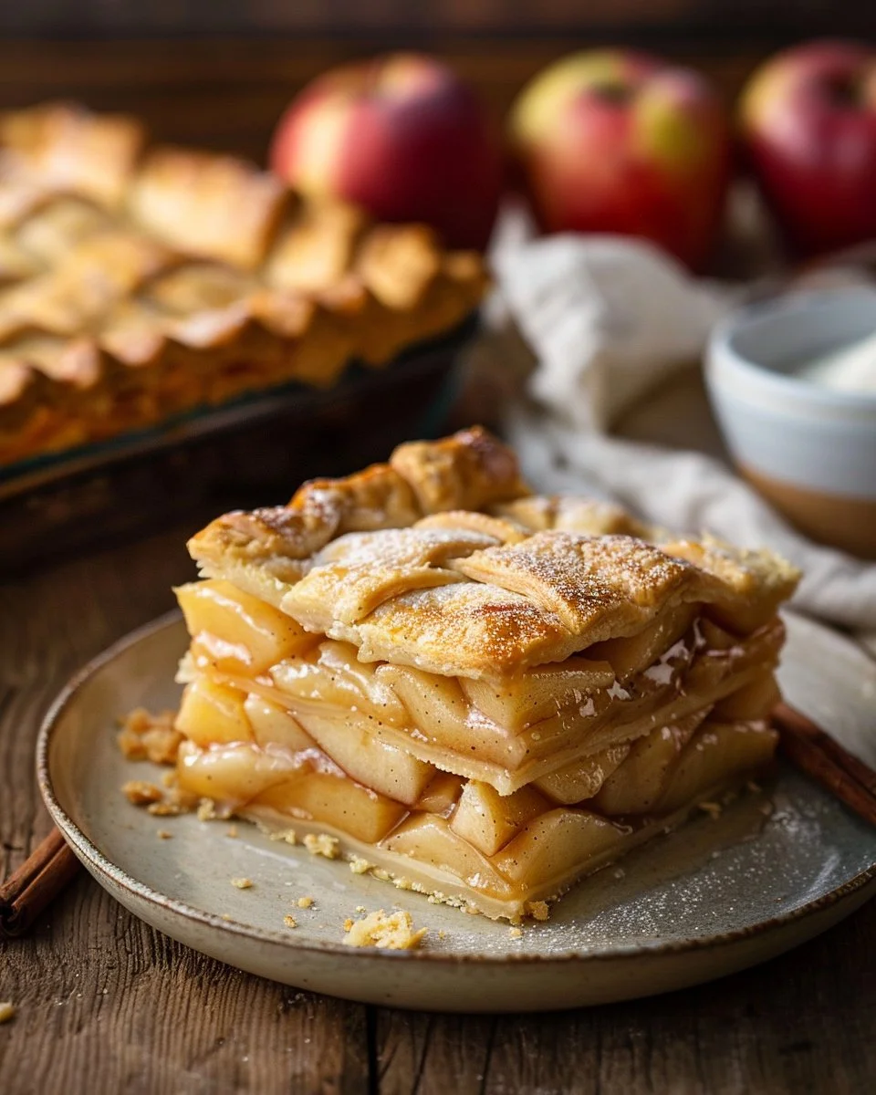Glazed Apple Slab Pie with a golden crust and apple filling