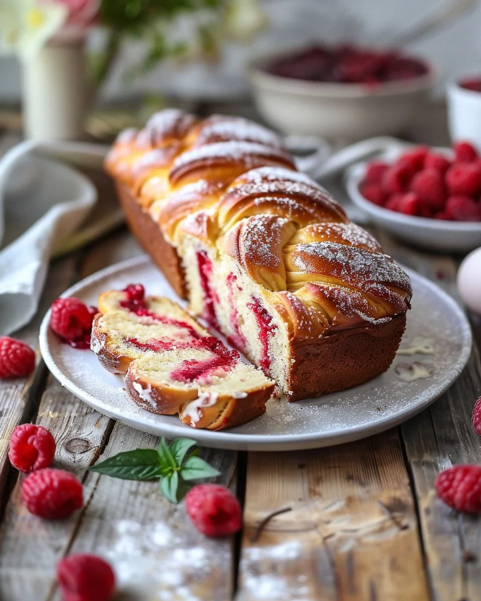 Raspberry Swirl Brioche Loaf