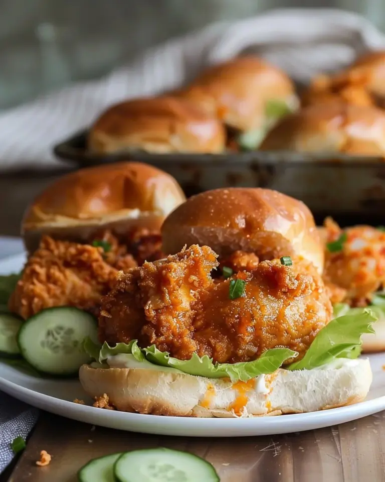 Bang Bang Chicken Sliders served on a plate with garnish