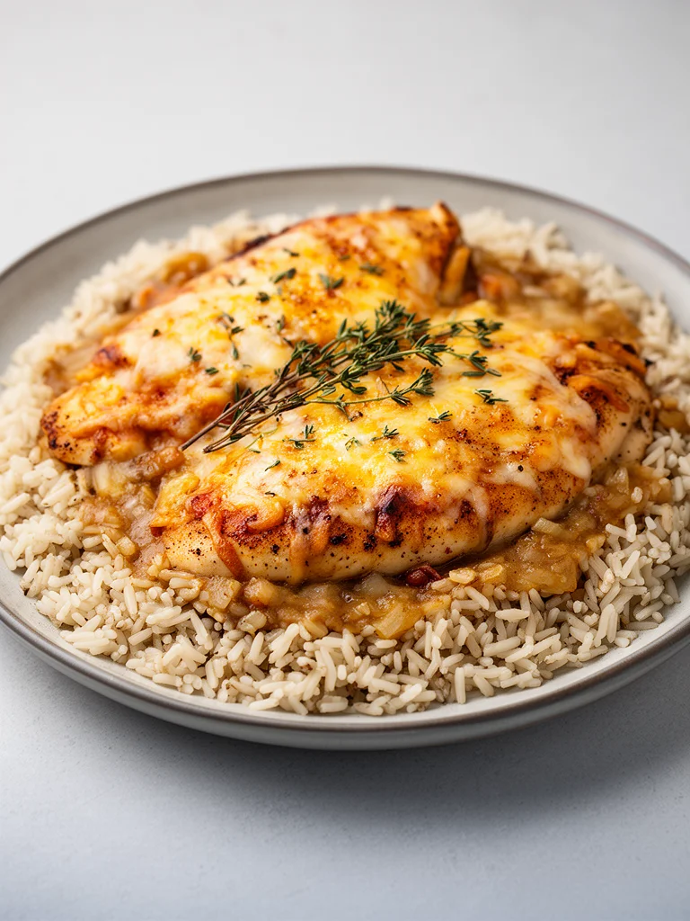 Delicious smothered chicken served over rice in a savory gravy