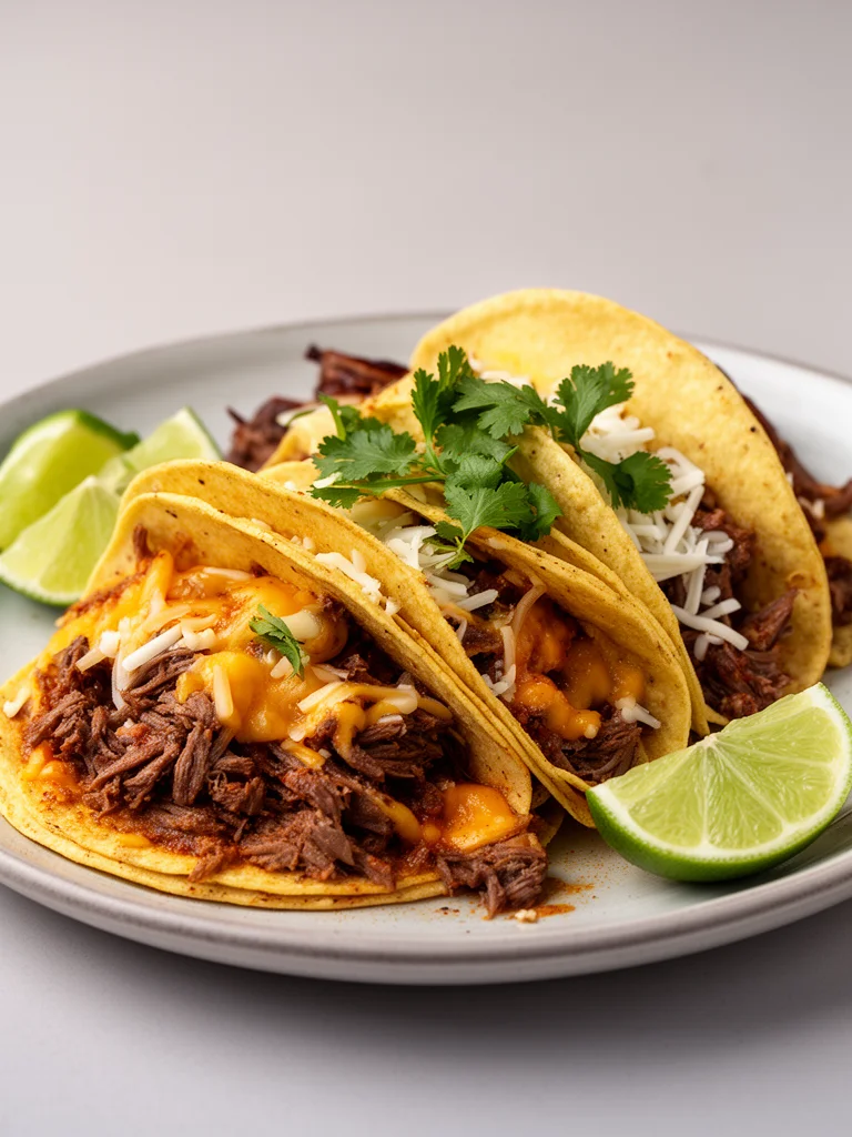 Delicious birria tacos served with consomé for dipping