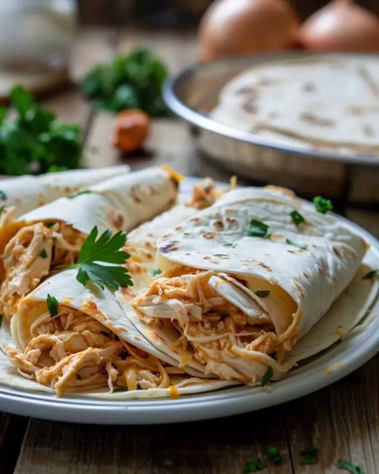 Cozy cheesy garlic chicken wraps with fresh ingredients and melted cheese