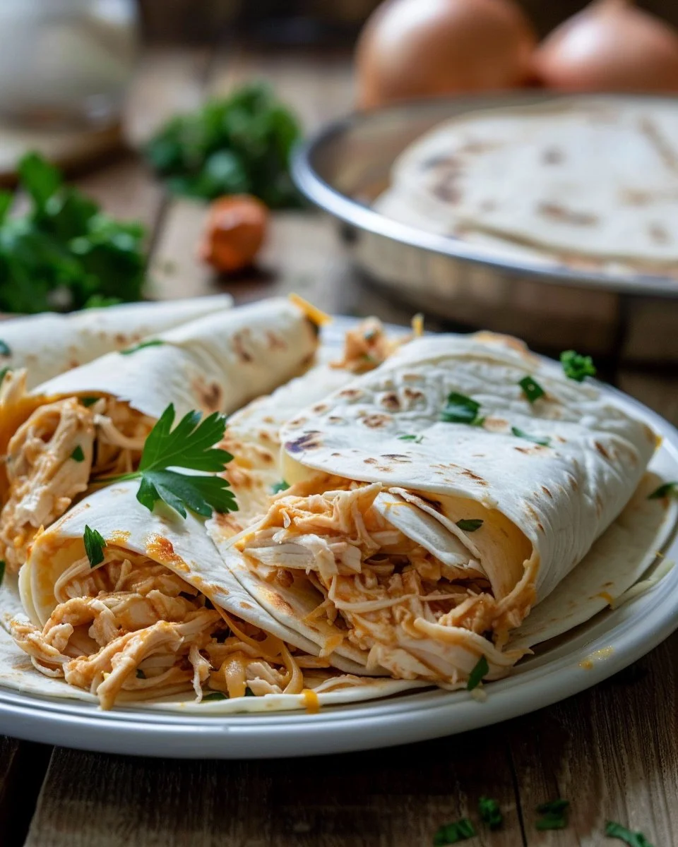 Cozy Cheesy Garlic Chicken Wraps
