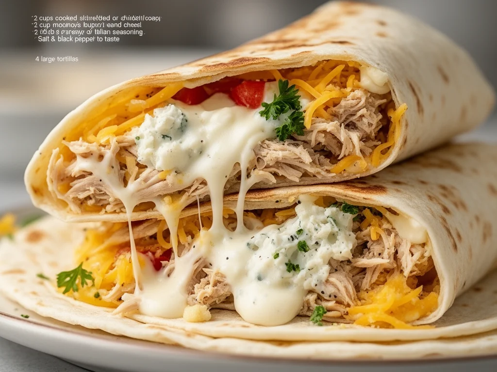 Cozy Cheesy Garlic Chicken Wraps