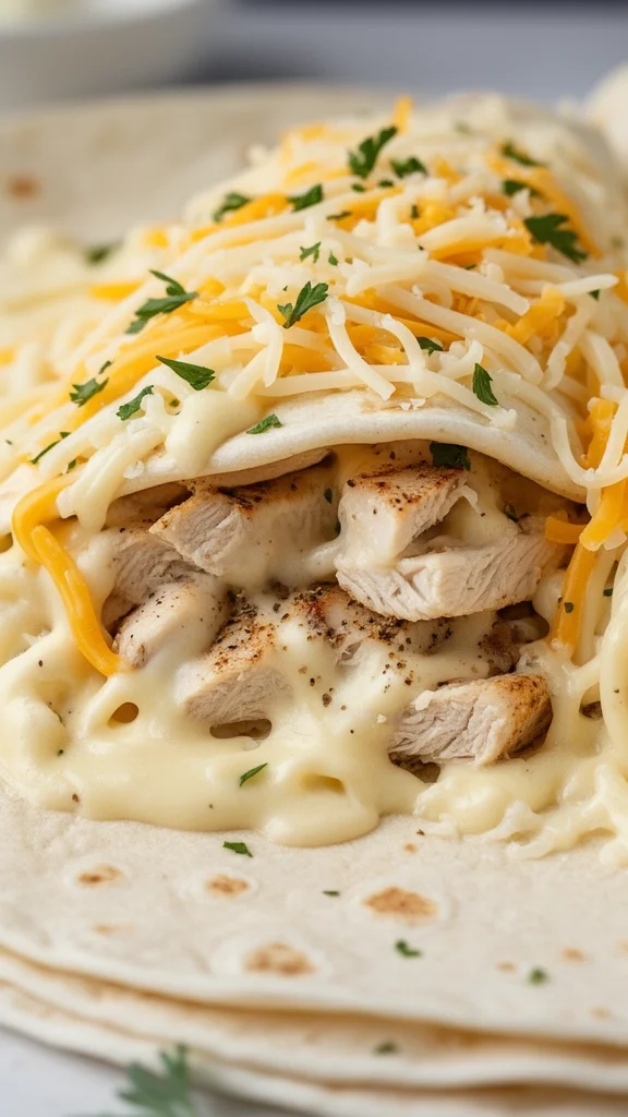 Creamy Cheesy Chicken Alfredo Wraps Delight
