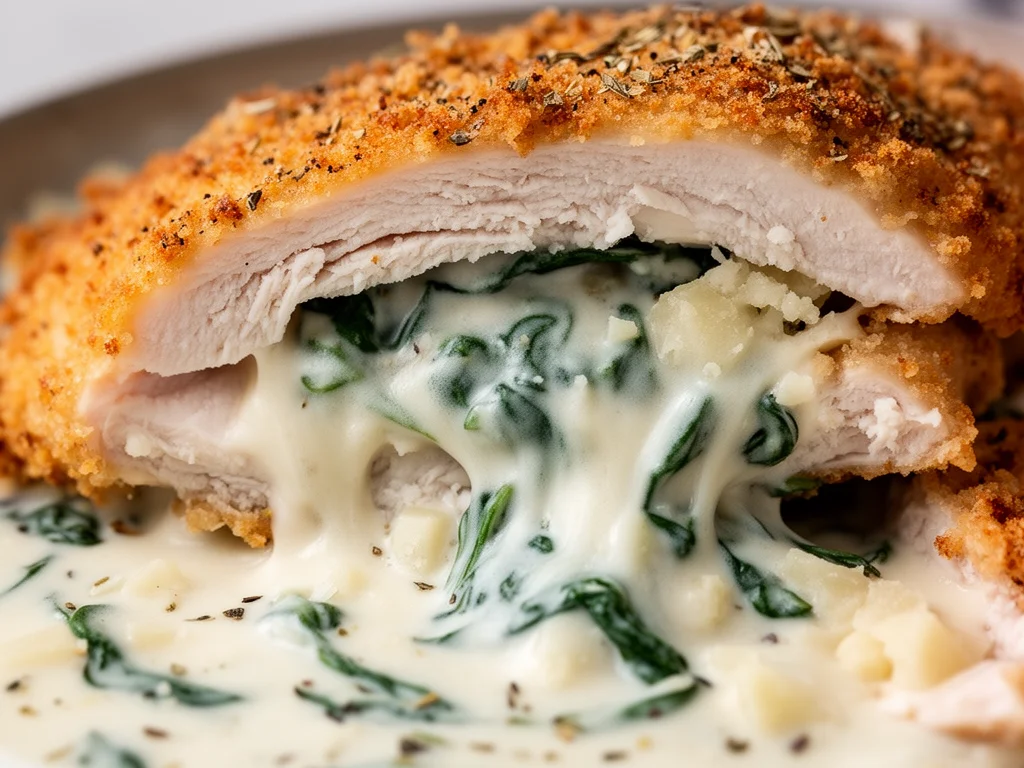 Crispy Parmesan Chicken with a Rich Garlic Sauce - Easy Dinner Idea