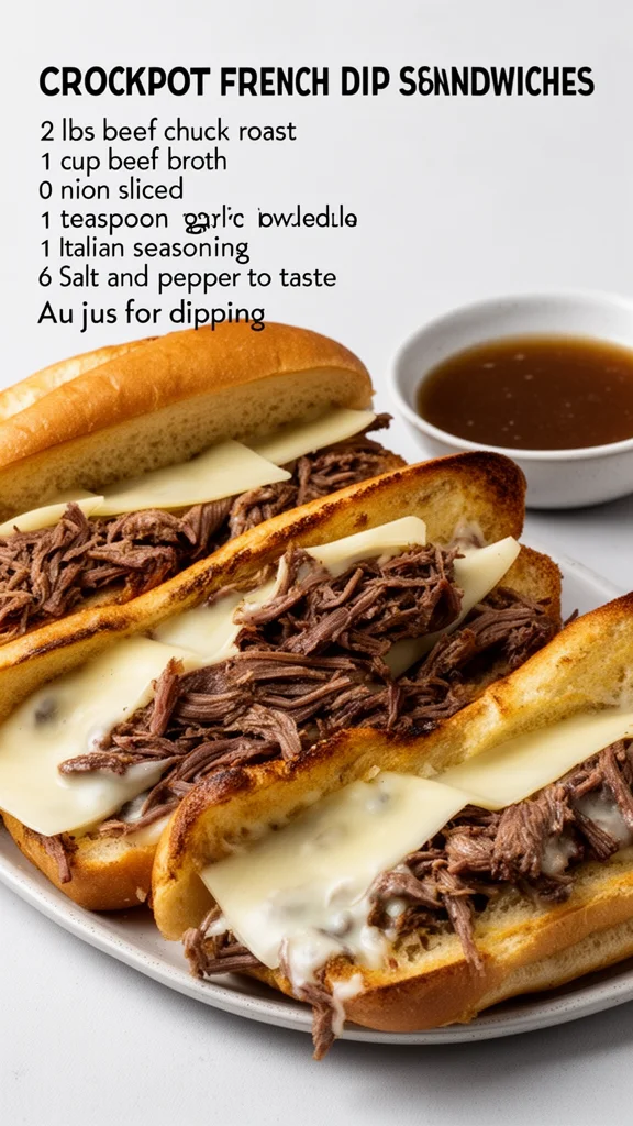 Crockpot French Dip Sandwiches