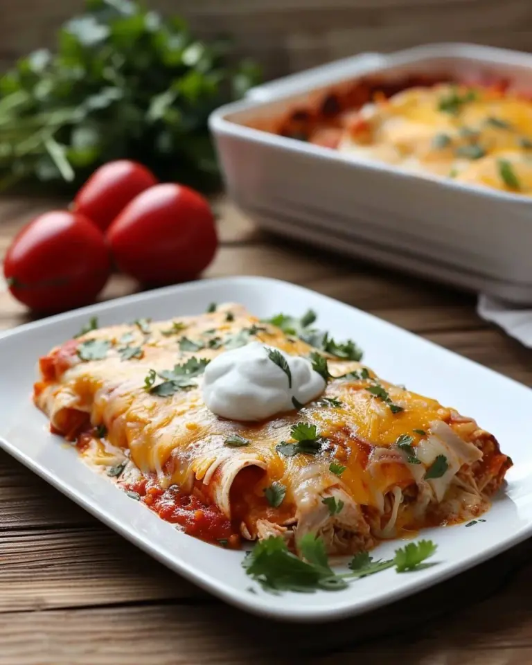 Delicious easy 5-ingredient enchiladas ready to serve.