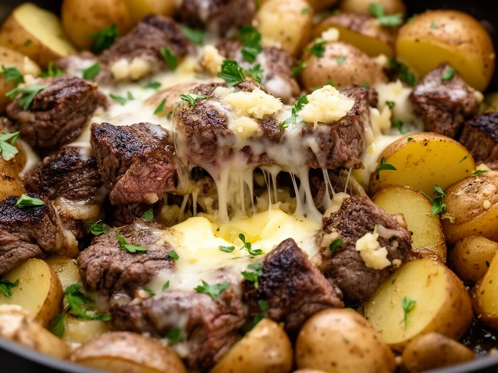 Garlic Steak Bites and Potatoes