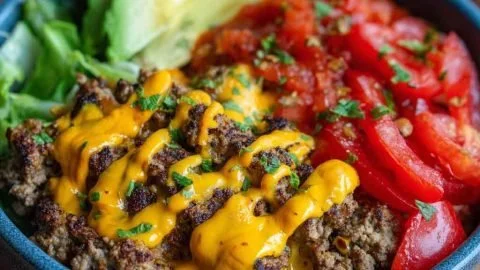 High-Protein Cheeseburger Bowls Recipe – Low-Carb Meal Prep with Ground Beef & Burger Sauce