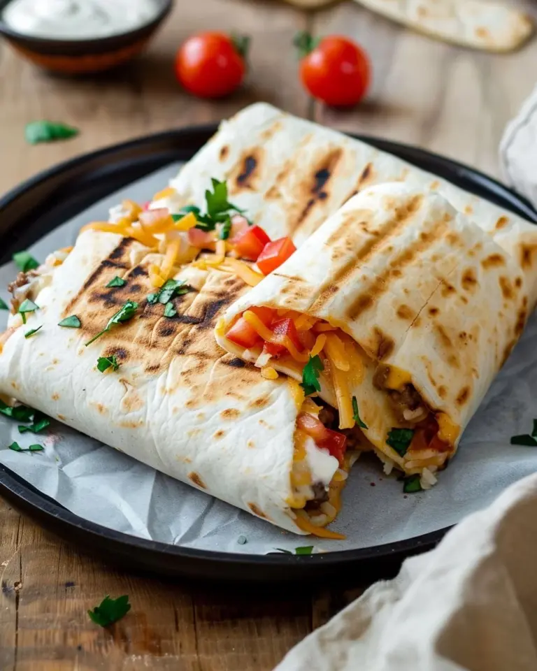 Delicious grilled cheese burrito loaded with cheese and grilled to perfection.