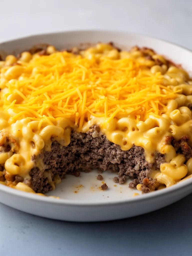 Mac and Cheese Meatloaf Casserole dish, combining comfort food favorites in one bake.