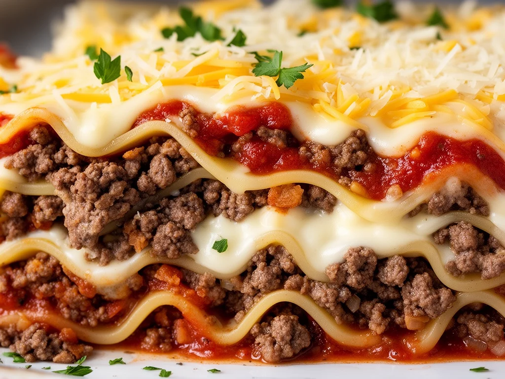 Parmesan Garlic Bacon Cheeseburger Lasagna Recipe